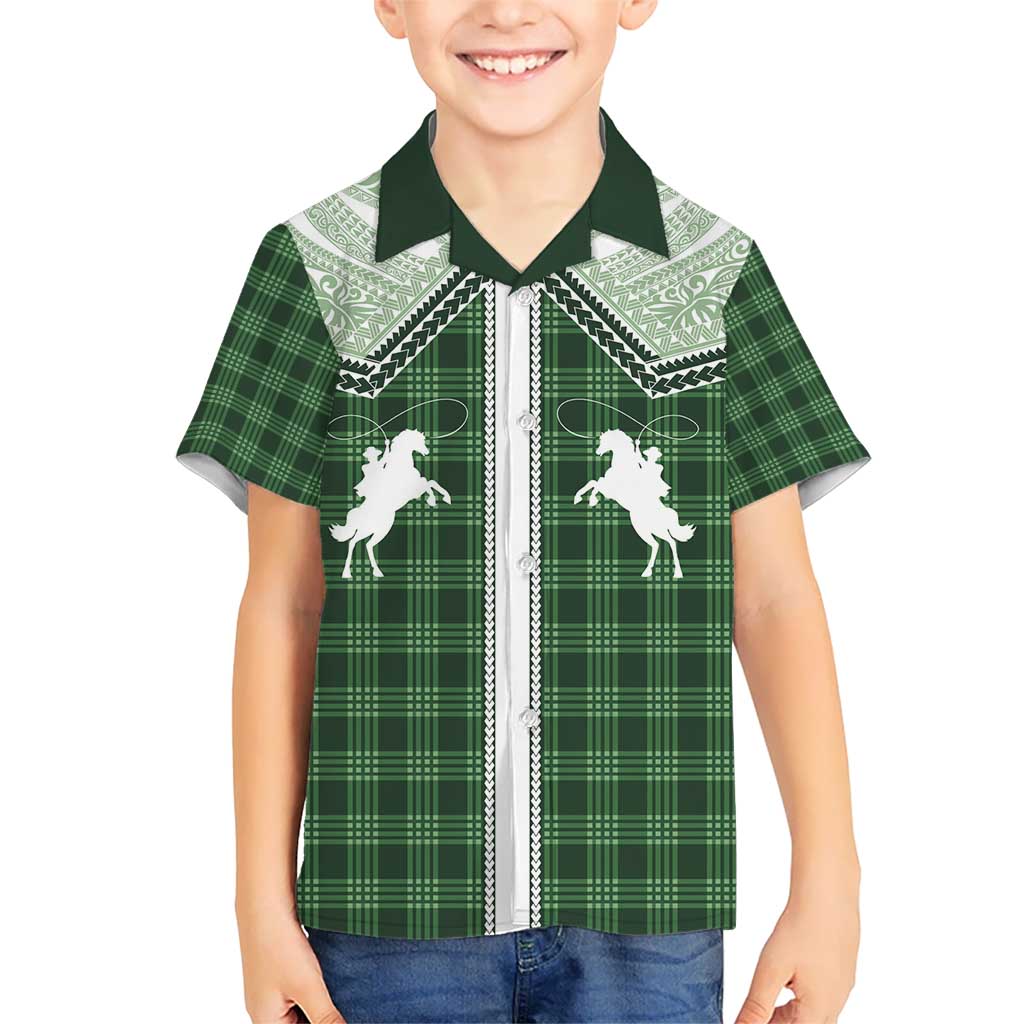 Aloha Hawaii Cowboys Paniolo Hawaiian Shirt Forest Green Palaka - Polynesian Pride