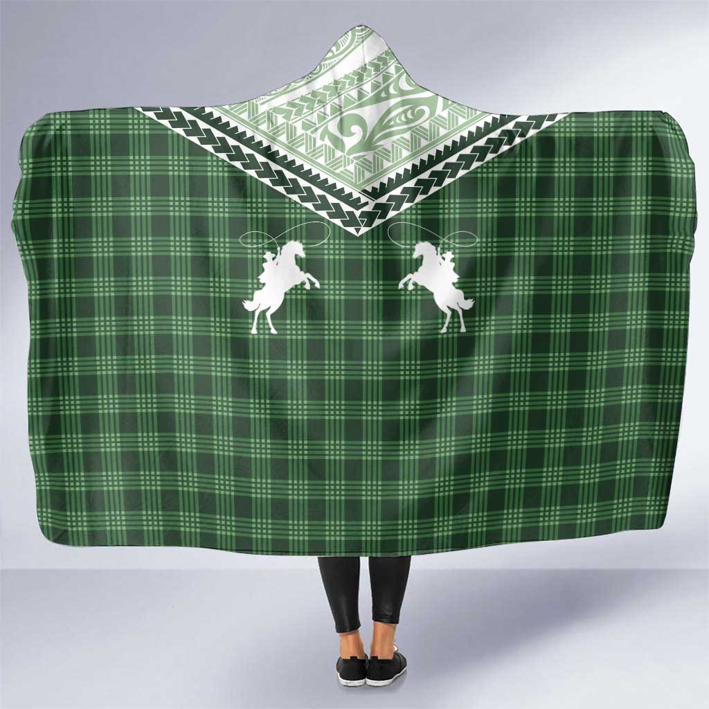 Aloha Hawaii Cowboys Paniolo Hooded Blanket Forest Green Palaka - Polynesian Pride