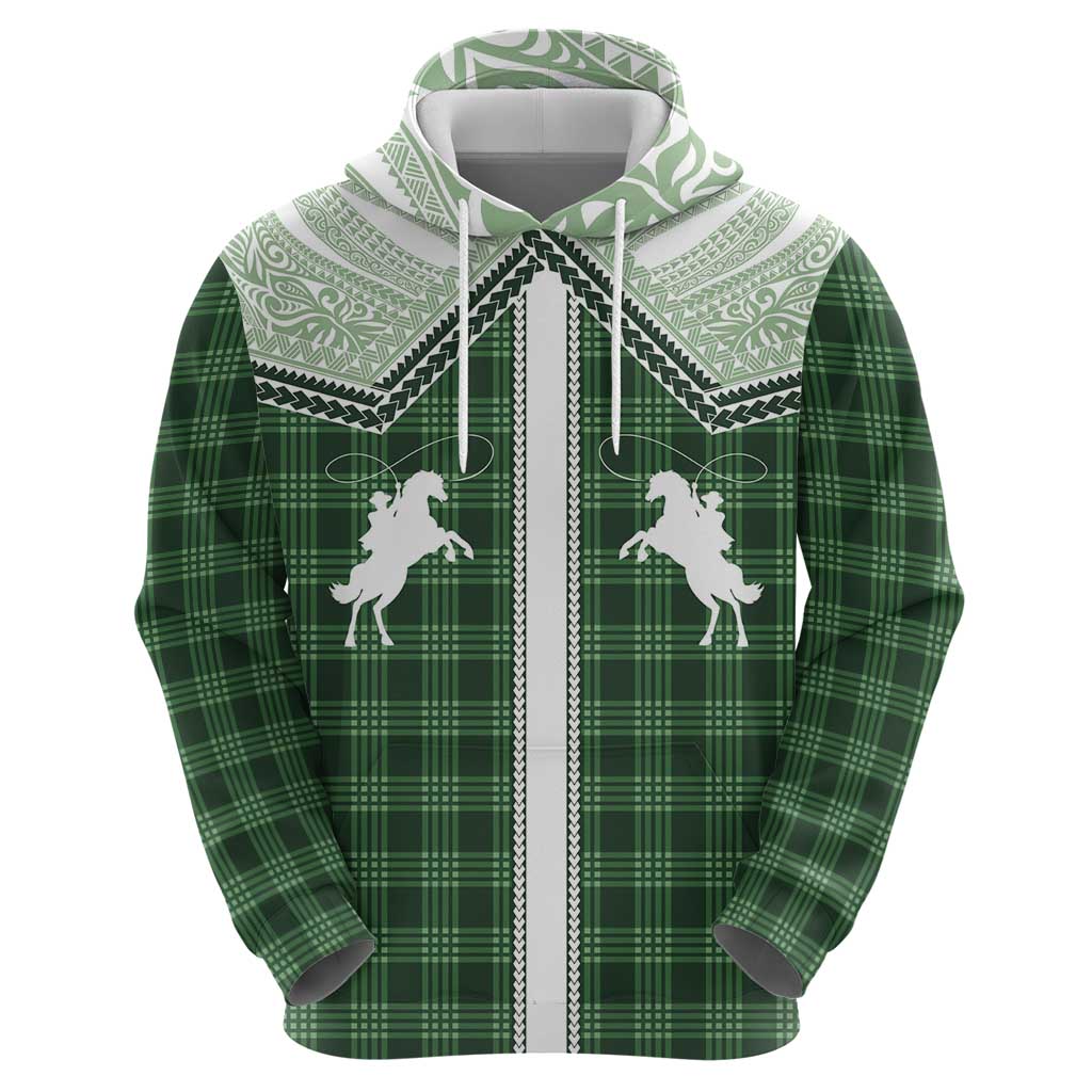 Aloha Hawaii Cowboys Paniolo Hoodie Forest Green Palaka - Polynesian Pride