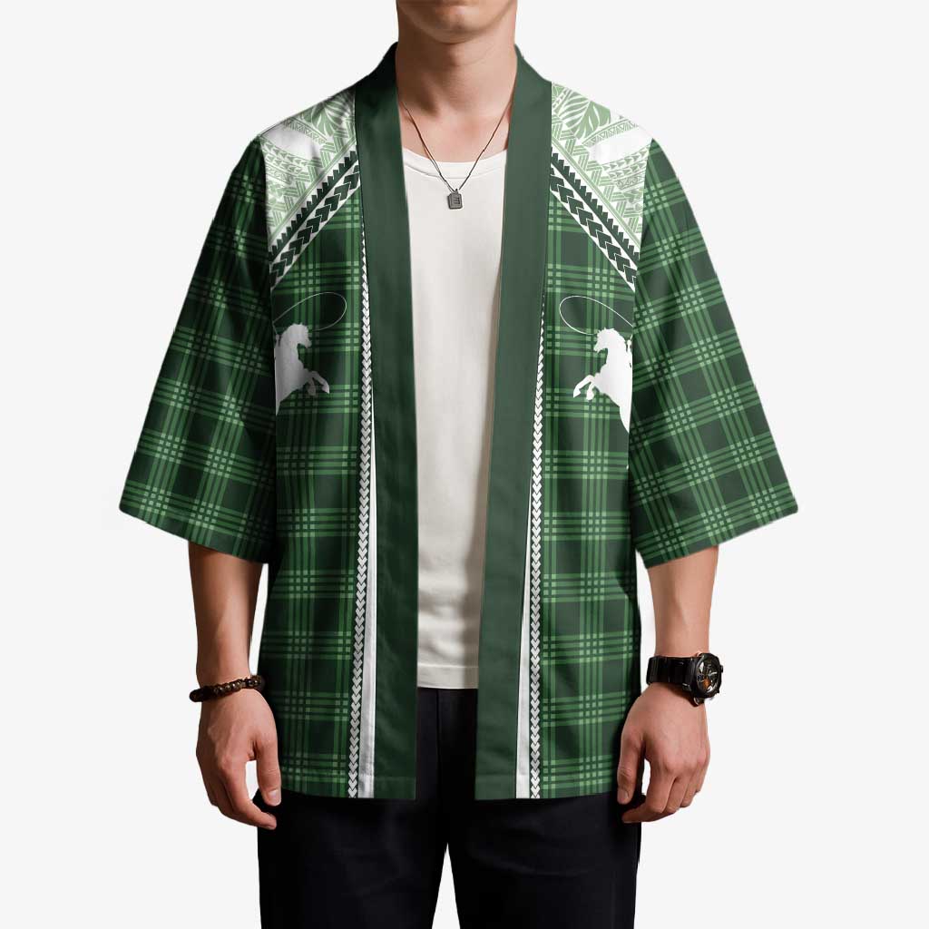 Aloha Hawaii Cowboys Paniolo Kimono Forest Green Palaka - Polynesian Pride