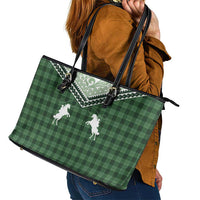 Aloha Hawaii Cowboys Paniolo Leather Tote Bag Forest Green Palaka - Polynesian Pride