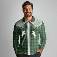 Aloha Hawaii Cowboys Paniolo Long Sleeve Polo Shirt Forest Green Palaka - Polynesian Pride