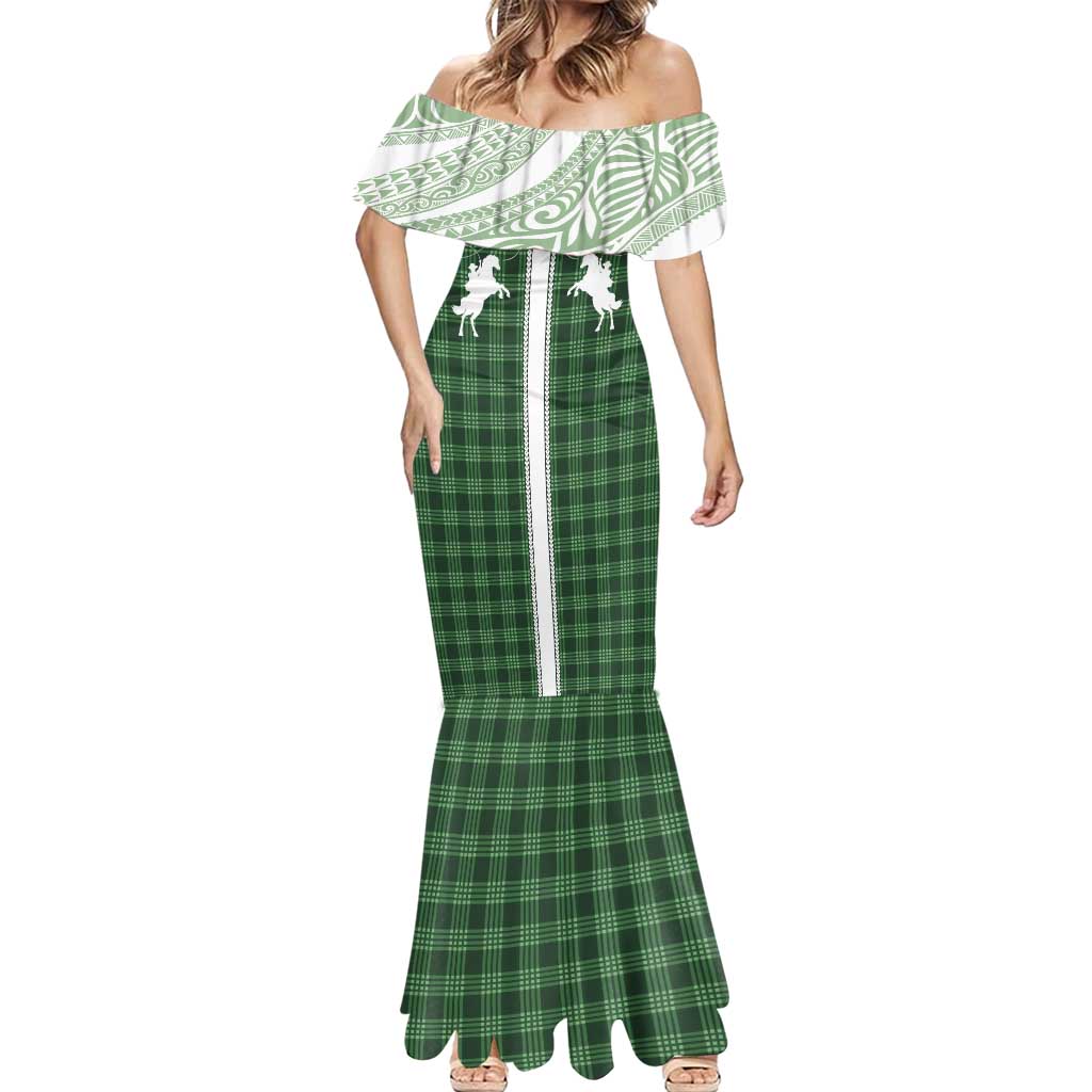 Aloha Hawaii Cowboys Paniolo Mermaid Dress Forest Green Palaka - Polynesian Pride