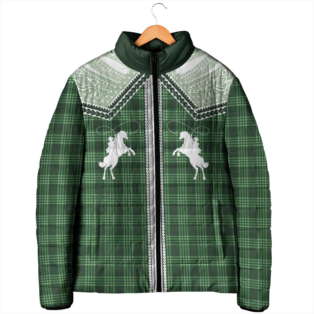 Aloha Hawaii Cowboys Paniolo Padded Jacket Forest Green Palaka - Polynesian Pride