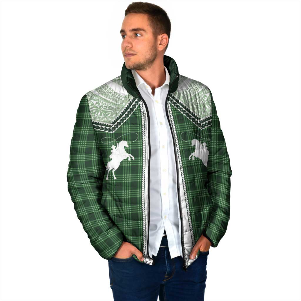 Aloha Hawaii Cowboys Paniolo Padded Jacket Forest Green Palaka - Polynesian Pride