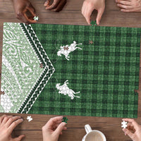 Aloha Hawaii Cowboys Paniolo Puzzle Forest Green Palaka - Polynesian Pride