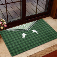 Aloha Hawaii Cowboys Paniolo Rubber Doormat Forest Green Palaka - Polynesian Pride