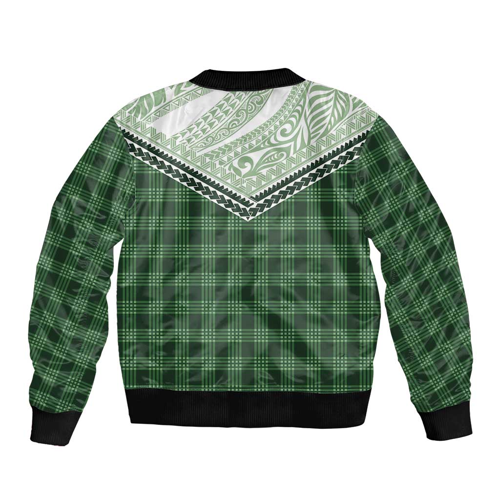 Aloha Hawaii Cowboys Paniolo Sleeve Zip Bomber Jacket Forest Green Palaka - Polynesian Pride
