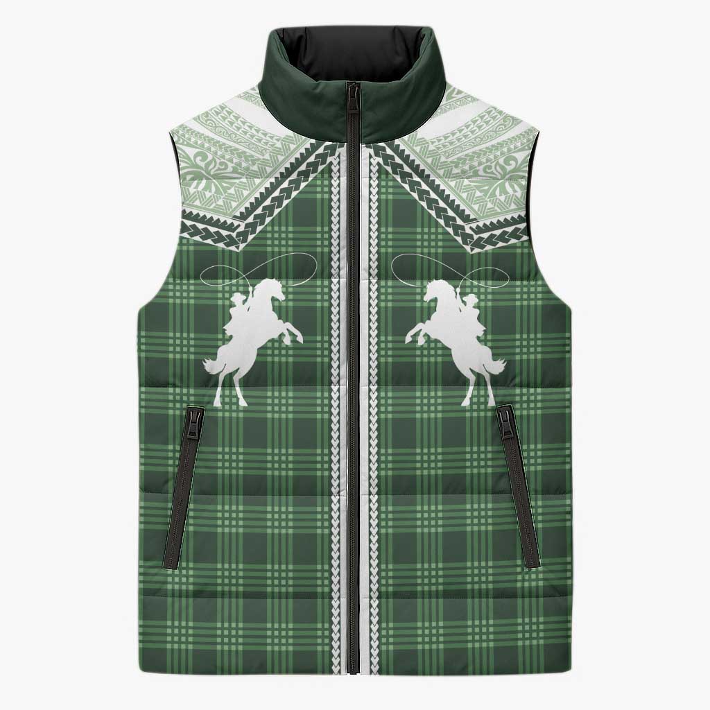 Aloha Hawaii Cowboys Paniolo Sleeveless Puffer Jacket Forest Green Palaka - Polynesian Pride