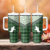 Aloha Hawaii Cowboys Paniolo Tumbler With Handle Forest Green Palaka - Polynesian Pride