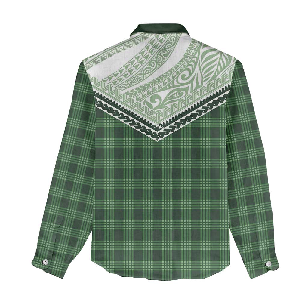 Aloha Hawaii Cowboys Paniolo Women Casual Shirt Forest Green Palaka - Polynesian Pride