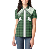 Aloha Hawaii Cowboys Paniolo Women Polo Shirt Forest Green Palaka - Polynesian Pride
