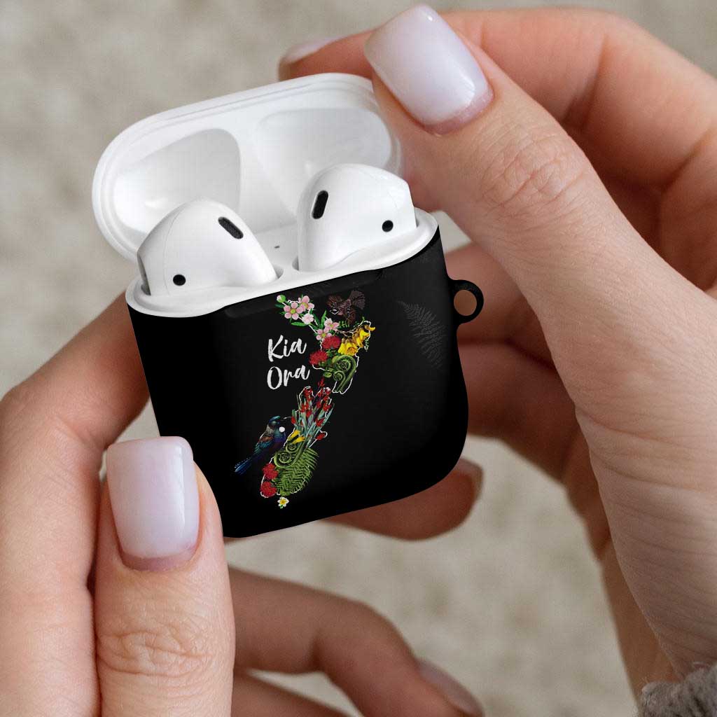 Kia Ora New Zealand Floral AirPods Case Black - Polynesian Pride