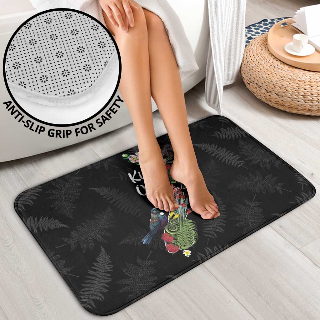 Kia Ora New Zealand Floral Bathroom Set Black - Polynesian Pride