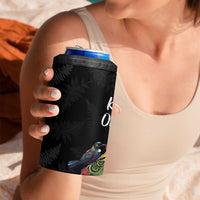 Kia Ora New Zealand Floral 4 in 1 Can Cooler Tumbler Black - Polynesian Pride