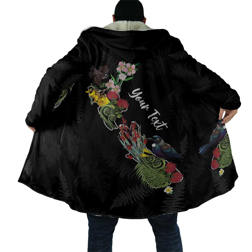 Kia Ora New Zealand Floral Personalized Cloak Black - Polynesian Pride
