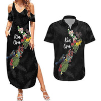 Kia Ora New Zealand Floral Personalized Couples Matching Summer Maxi Dress and Hawaiian Shirt Black LT7 Black - Polynesian Pride