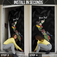 Kia Ora New Zealand Floral Personalized Door Cover Black - Polynesian Pride