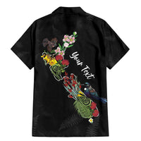 Kia Ora New Zealand Floral Personalized Family Matching Mermaid Dress and Hawaiian Shirt Black - Polynesian Pride