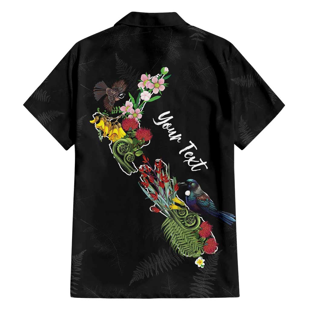 Kia Ora New Zealand Floral Personalized Family Matching Puletasi and Hawaiian Shirt Black - Polynesian Pride