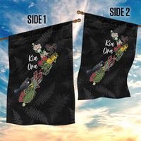 Kia Ora New Zealand Floral Garden Flag Black - Polynesian Pride