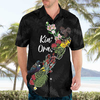 Kia Ora New Zealand Floral Personalized Hawaiian Shirt Black - Polynesian Pride
