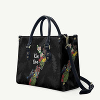 Kia Ora New Zealand Floral Leather Bag Black - Polynesian Pride