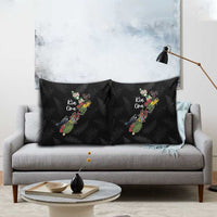 Kia Ora New Zealand Floral Pillow Cover Black - Polynesian Pride