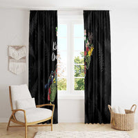 Kia Ora New Zealand Floral Window Curtain Black - Polynesian Pride