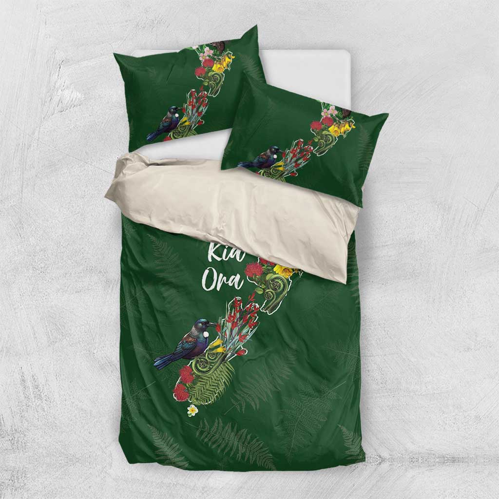 Kia Ora New Zealand Floral Bedding Set Sage Green - Polynesian Pride
