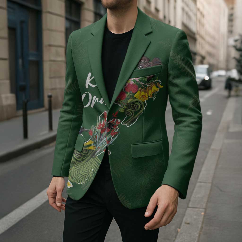 Kia Ora New Zealand Floral Personalized Blazer Sage Green - Polynesian Pride