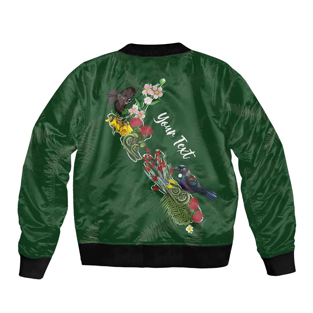 Kia Ora New Zealand Floral Personalized Bomber Jacket Sage Green - Polynesian Pride