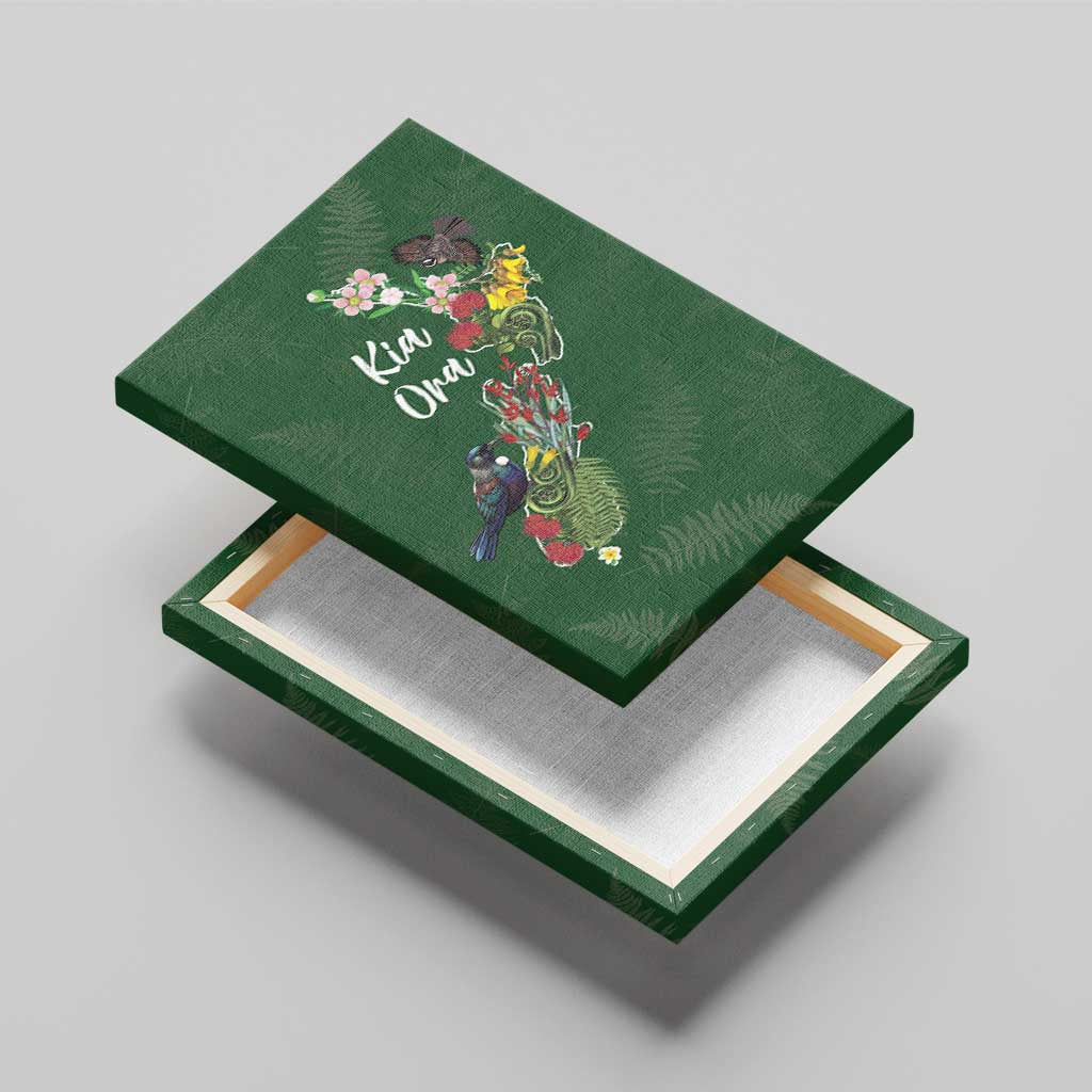 Kia Ora New Zealand Floral Canvas Wall Art Sage Green - Polynesian Pride