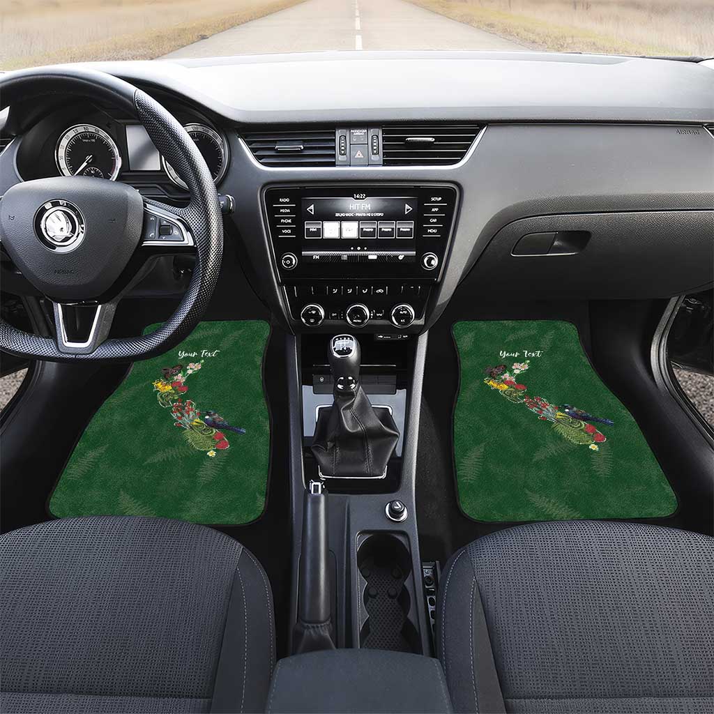 Kia Ora New Zealand Floral Personalized Car Mats Sage Green - Polynesian Pride