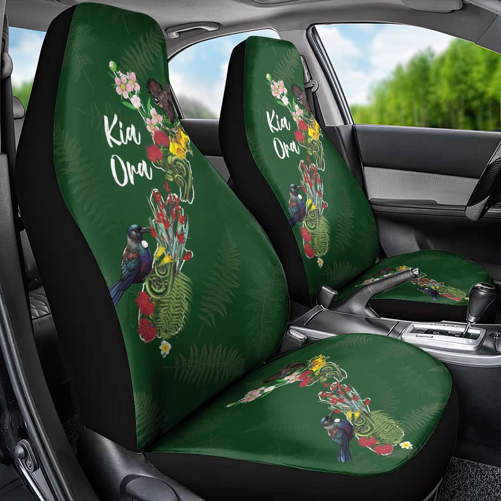 Kia Ora New Zealand Floral Car Seat Cover Sage Green - Polynesian Pride