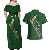 Kia Ora New Zealand Floral Personalized Couples Matching Off Shoulder Maxi Dress and Hawaiian Shirt Sage Green LT7 - Polynesian Pride