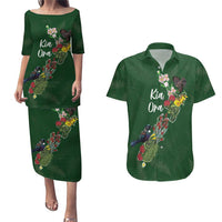 Kia Ora New Zealand Floral Personalized Couples Matching Puletasi and Hawaiian Shirt Sage Green - Polynesian Pride