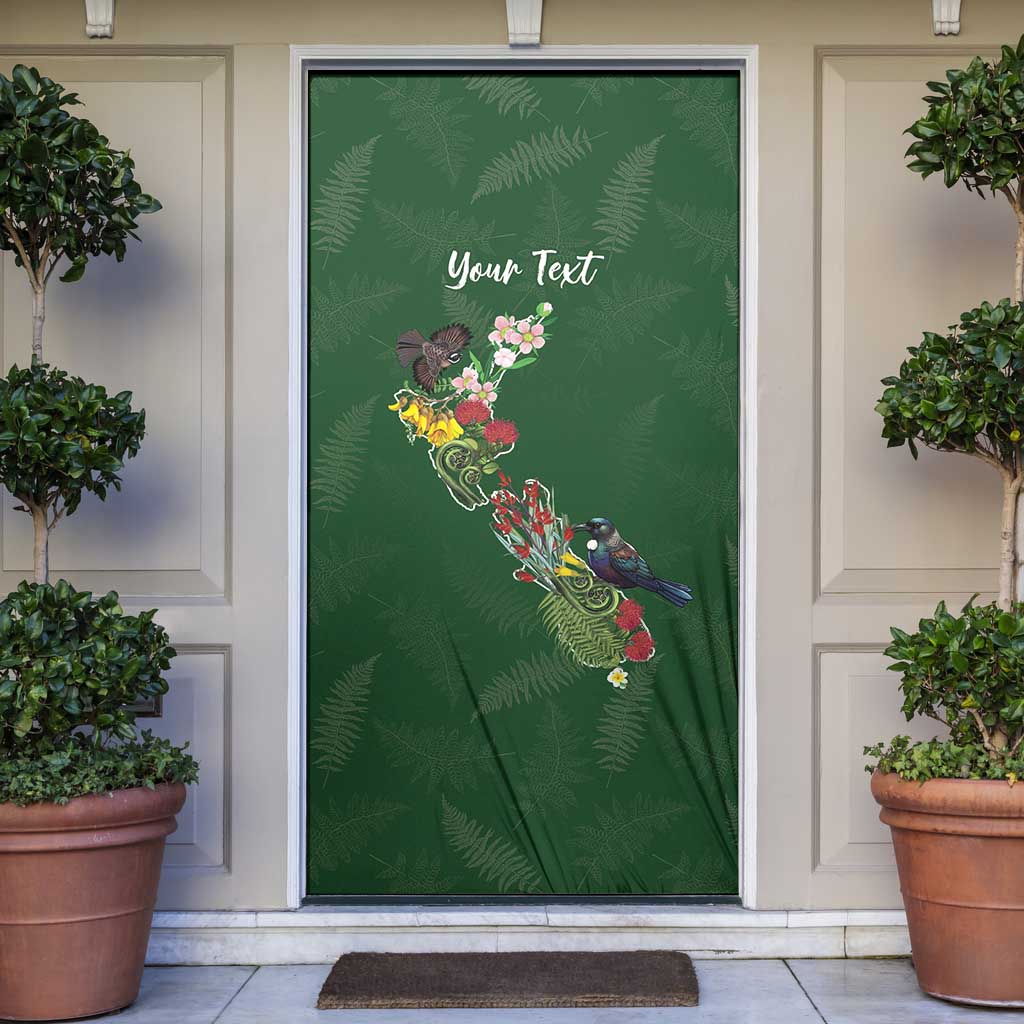 Kia Ora New Zealand Floral Personalized Door Cover Sage Green - Polynesian Pride