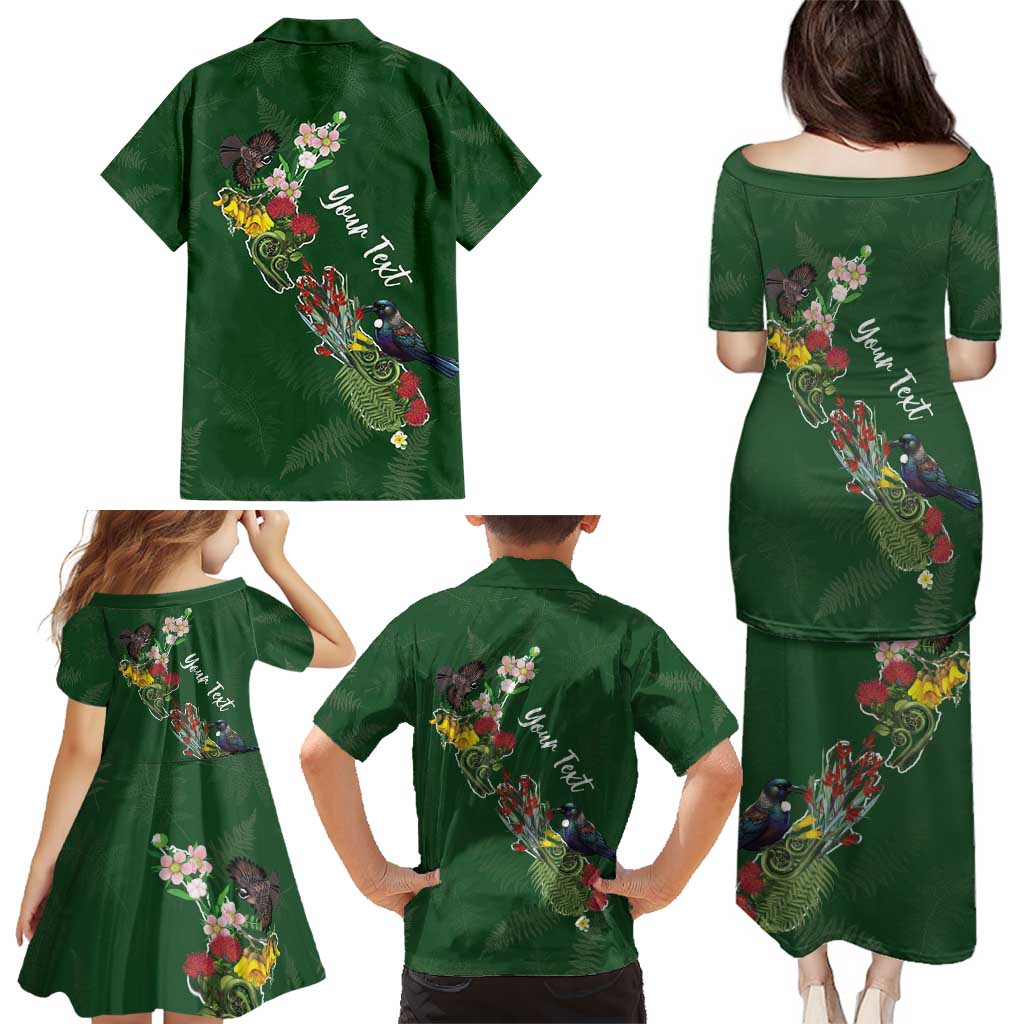 Kia Ora New Zealand Floral Personalized Family Matching Puletasi and Hawaiian Shirt Sage Green - Polynesian Pride