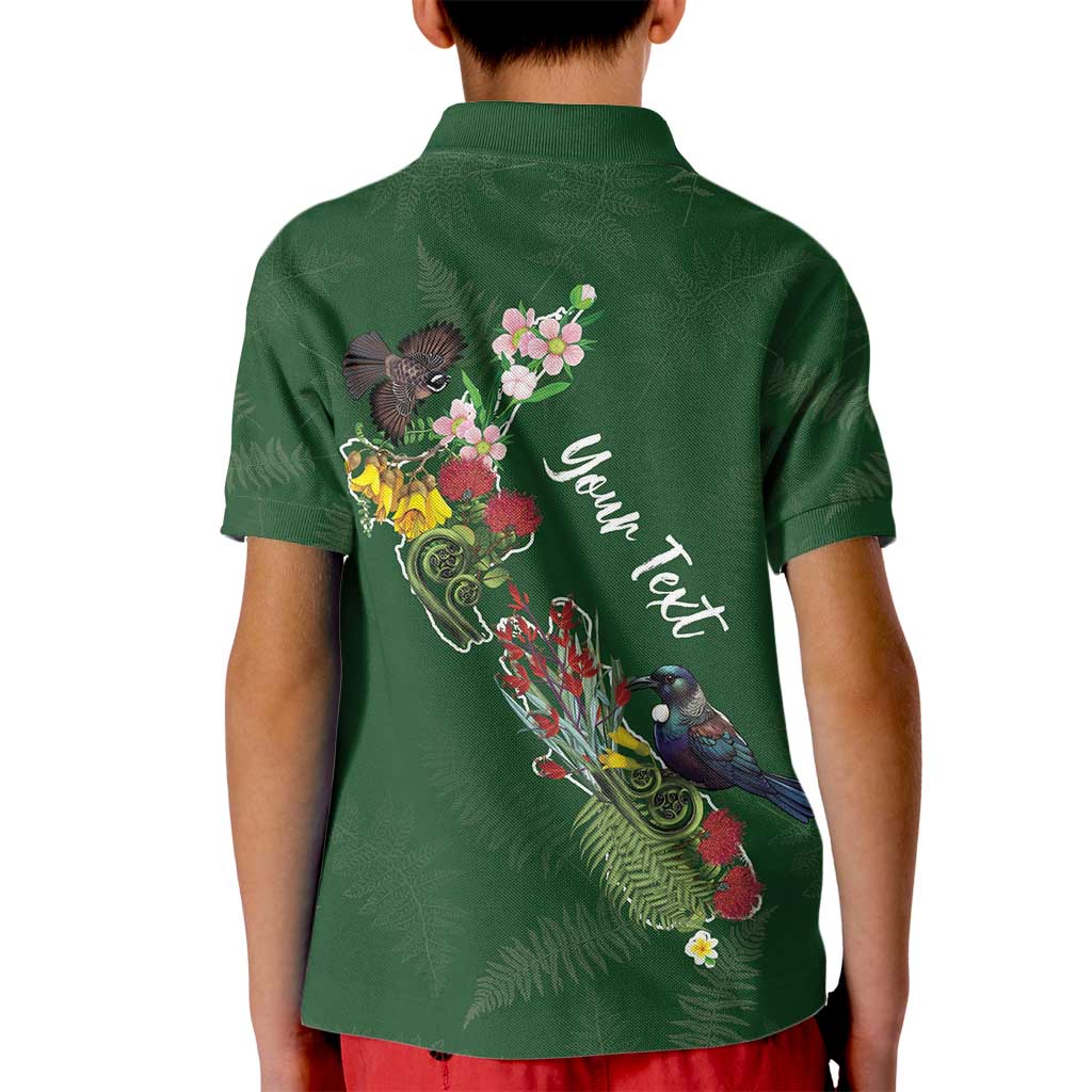 Kia Ora New Zealand Floral Personalized Kid Polo Shirt Sage Green - Polynesian Pride