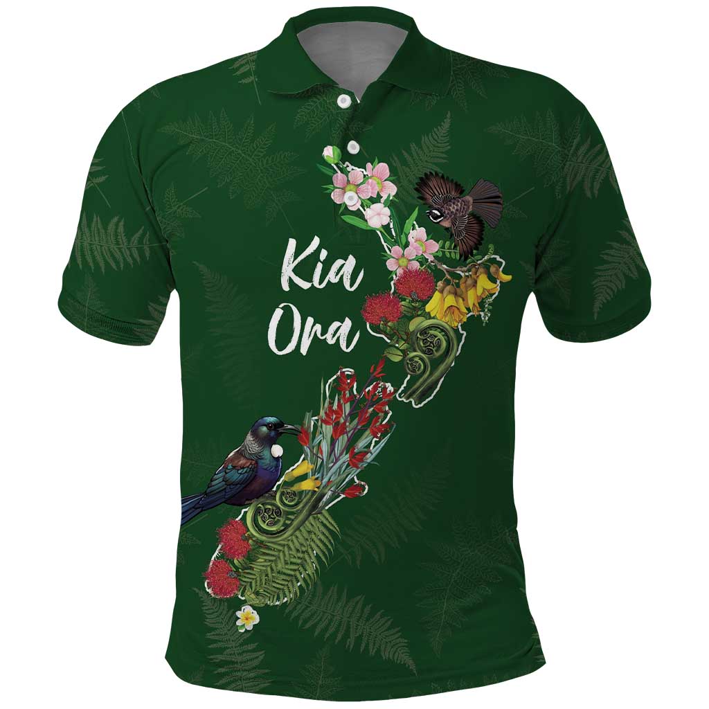 Kia Ora New Zealand Floral Personalized Polo Shirt Sage Green - Polynesian Pride