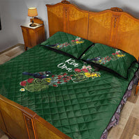 Kia Ora New Zealand Floral Quilt Bed Set Sage Green - Polynesian Pride