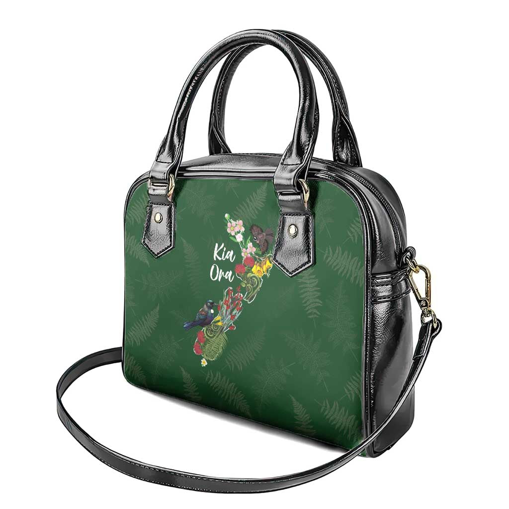 Kia Ora New Zealand Floral Shoulder Handbag Sage Green - Polynesian Pride