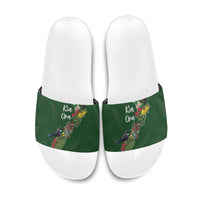 Kia Ora New Zealand Floral Slide Sandals Sage Green - Polynesian Pride