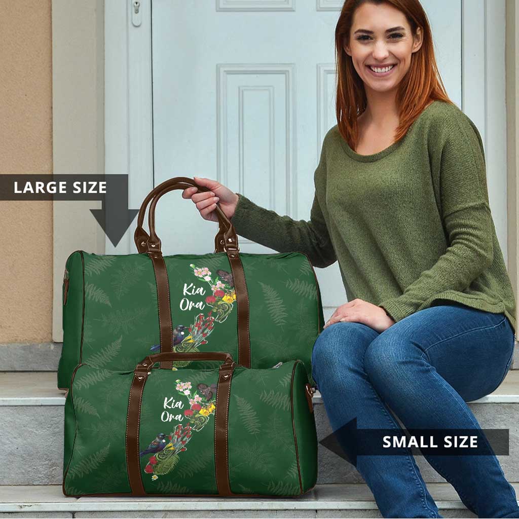 Kia Ora New Zealand Floral Travel Bag Sage Green - Polynesian Pride