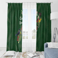 Kia Ora New Zealand Floral Window Curtain Sage Green - Polynesian Pride