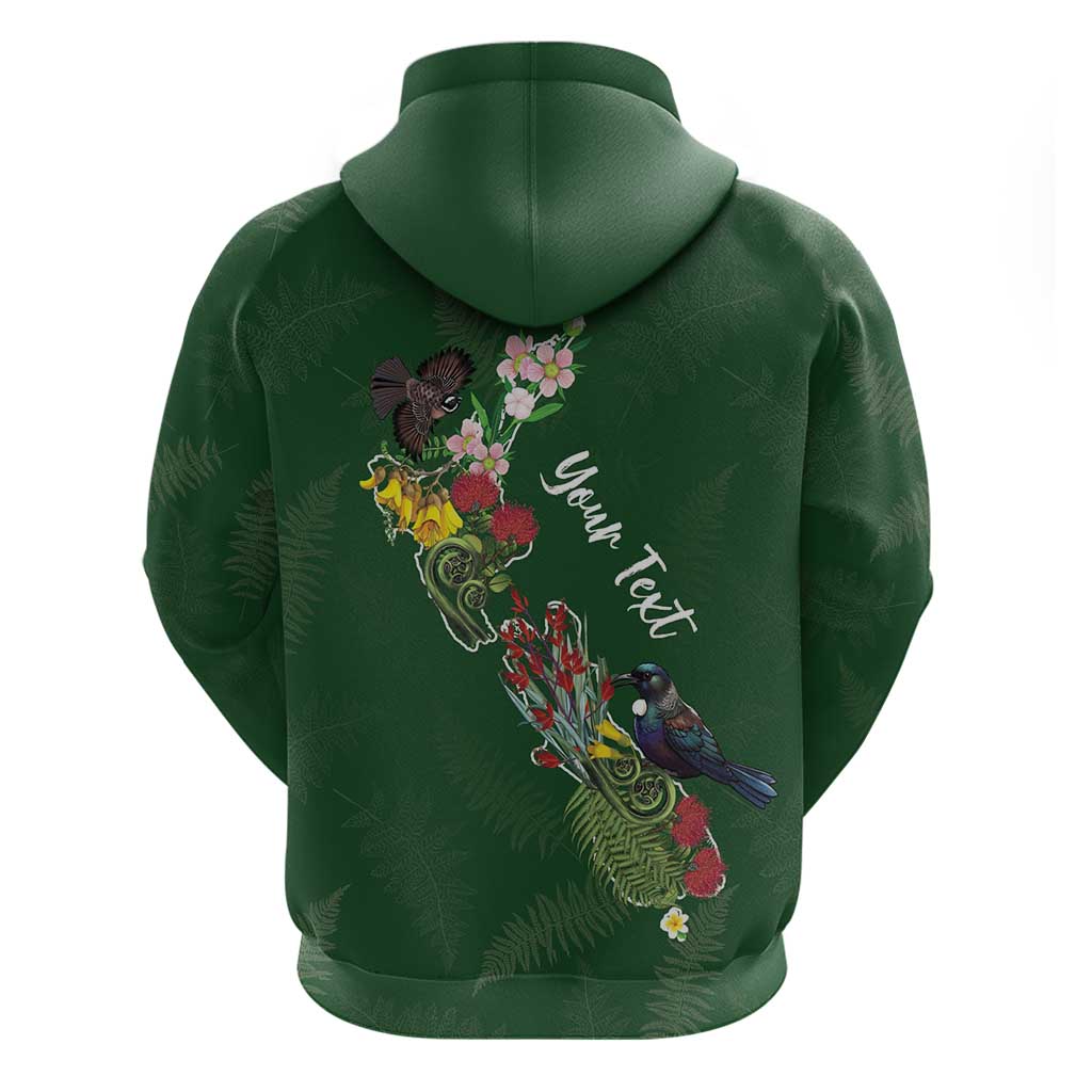 Kia Ora New Zealand Floral Personalized Zip Hoodie Sage Green - Polynesian Pride