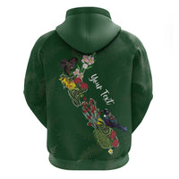 Kia Ora New Zealand Floral Personalized Zip Hoodie Sage Green - Polynesian Pride
