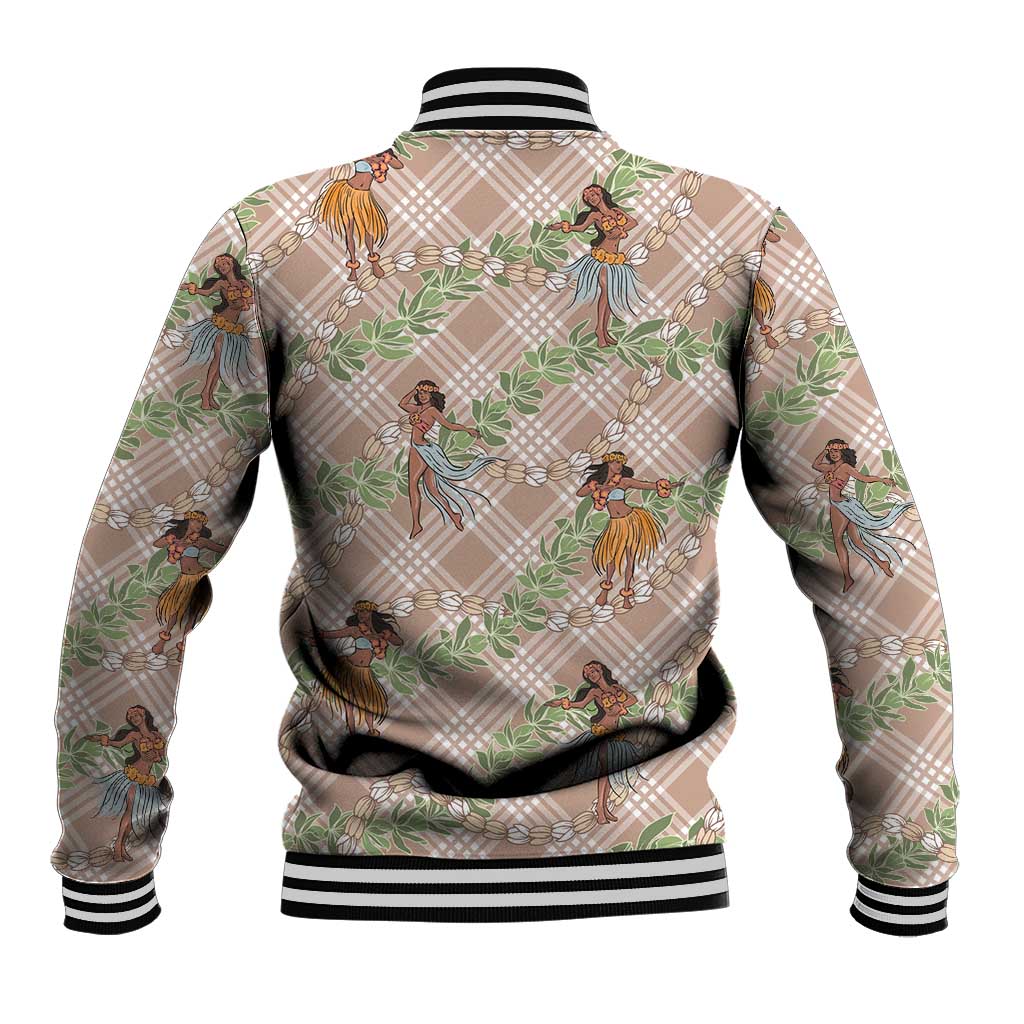 Beige Palaka Hula Girls Seamless Hawaii Aloha Baseball Jacket - Polynesian Pride