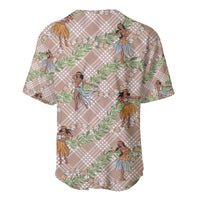 Beige Palaka Hula Girls Seamless Hawaii Aloha Baseball Jersey - Polynesian Pride